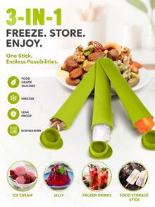 1PC Silicone Ice Cream Popsicle Mold DIY Mold Green Color - Green - View 5