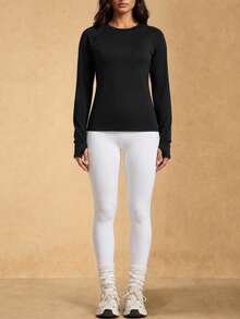 Silquee Absorbs Sweat Breathable Sports Tee Compression Shirt - Black - View 3