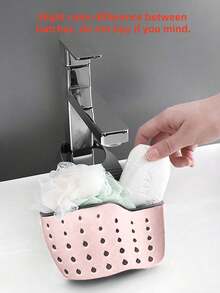 1pc Adjustable Sink Hanging Drain Basket, Suction Cup Sponge Holder For Kitchen Utensils & Fruits - Multicolor - View 7