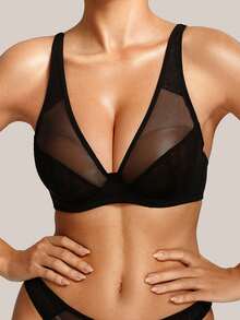 Barelissa Women's Simple Comfortable Adjustable Wide Strap Non-Padded Underwire Bra, 1pc - Black - View 1