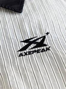 AXEPEAK Men's Letter Print Colorblock Short Sleeve Shirt And Shorts Casual Daily Outfit - Black - View 10