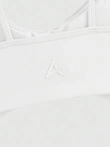 SHEIN Cheerettes 女款純色休閒百搭日常運動內衣 - 白色 - 查看 4