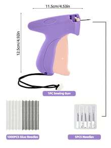 1 + 1000pcs Clothes Repair Sewing Gun Kit, Portable Clothing Mending Sewing Machine, Quick Stitch Gun, Mini Sewing Gun, Fast Mending Clothes Quilt Sewing Gun, Sewing Binding Machine - E-Pink Purple - View 8