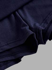SHEIN 兒童青少年女孩夏季修身T恤與裙子兩件套，新款夏季藍色純色短袖T恤與防走光裙裝，女孩百搭日常通勤套裝，適合日常穿著、優雅、派對、家庭聚會、畢業典禮、度假 - 彩色 - 查看 5