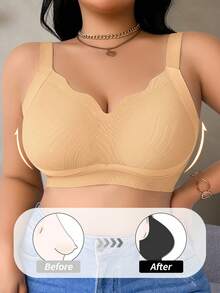 SHEIN Sujetador sin costuras talla grande sin aros, 1 pieza - Albaricoque - Ver 1