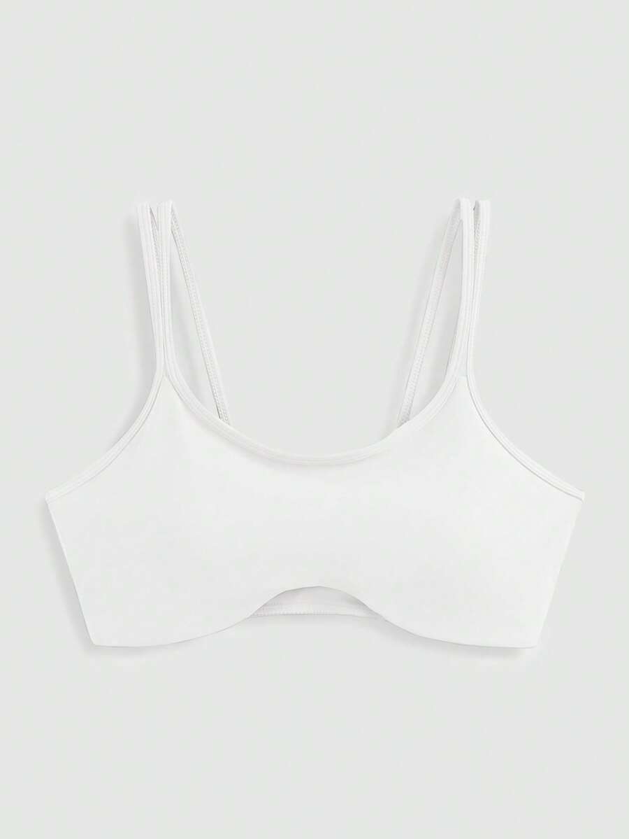SHEIN Cheerettes 女款純色休閒百搭日常運動內衣 - 白色 - 查看 1