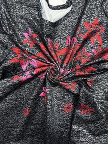 Nubod Plus Size Summer Casual Floral Print Top - Black - View 3