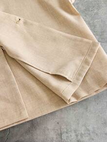 AXEPEAK Men's Solid Color Short Sleeve Shirt And Long Pants Set - Khaki - View 4
