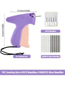 1 + 1000pcs Clothes Repair Sewing Gun Kit, Portable Clothing Mending Sewing Machine, Quick Stitch Gun, Mini Sewing Gun, Fast Mending Clothes Quilt Sewing Gun, Sewing Binding Machine - E-Pink Purple - View 9