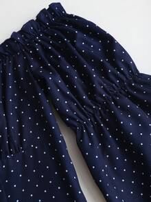 Sweetra New Polka Dot Long Sleeve Mini Dress, Designed Sleeves, Sweet And Fashionable, Suitable For Street Wear - Blue - View 3