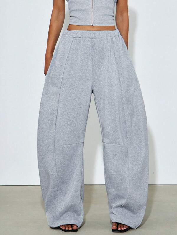 Hauture Damen sexy lässige melierte graue oversized Barrel Jogginghose
