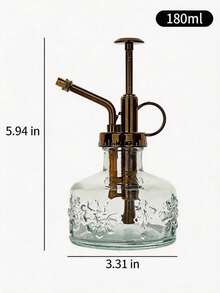 Haus Hana 1 Piece Retro Relief Sunflower Transparent Glass Small Spray Bottle Press Gardening Watering Kettle For Home Use - multicolor - View 6