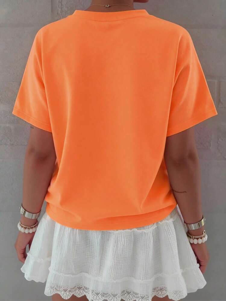 DrmWander 女款T恤、女款街頭風T恤上衣、街頭風格、圖案短袖T恤、可愛夏季上衣 - 粉色 - 查看 2