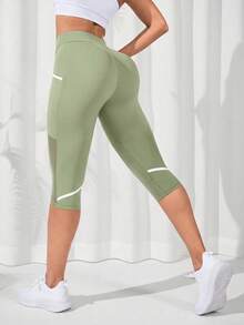 Easithlete Leggings deportivos sin costuras de cintura alta en unicolor - Limelight Green - Ver 2