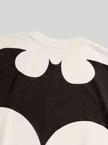 BATMAN X SHEIN STYNVO 男士字母與蝙蝠印花休閒百搭日常短袖T恤 - 杏色 - 查看 3