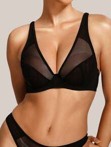 Barelissa Women's Simple Comfortable Adjustable Wide Strap Non-Padded Underwire Bra, 1pc - Black - View 3