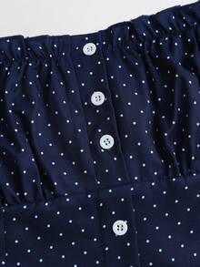 Sweetra New Polka Dot Long Sleeve Mini Dress, Designed Sleeves, Sweet And Fashionable, Suitable For Street Wear - Blue - View 4