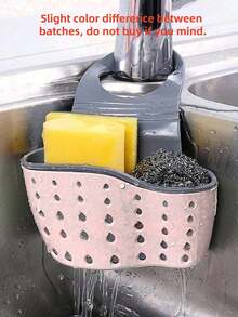 1pc Adjustable Sink Hanging Drain Basket, Suction Cup Sponge Holder For Kitchen Utensils & Fruits - Multicolor - View 6