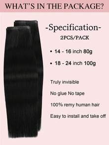 80-100g/Paquete Extensiones de Cabello Humano de Mariposa Negro Azabache, Trama Invisible y Flexible para Coser, Cómoda para Usar Todo el Día - S1 - Ver 3