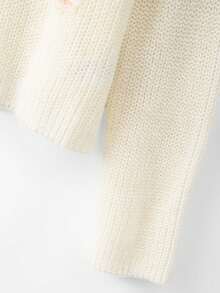 GlowEve CURVE Plus Size Elegant V-Neck Long Sleeve Tie Bow Sweater Set - White - View 6