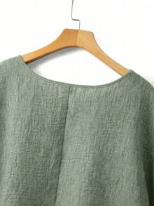 Linhara Camisa verde nueva de primavera/verano, versátil y casual, talla grande - Verde - Ver 3