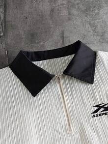 AXEPEAK Men's Letter Print Colorblock Short Sleeve Shirt And Shorts Casual Daily Outfit - Black - View 8