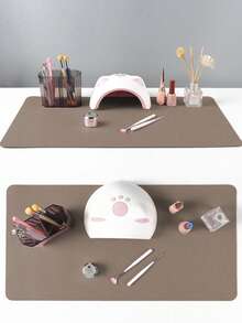 1pc Waterproof And Durable Nail Art Table Mat, Made Of Waterproof And Soft PU Leather, Designed For Studio Tabletops And Foldable Nail Art Armrests. Ideal For Nail Artists In Salons And For Home Use. - dark powder - View 6