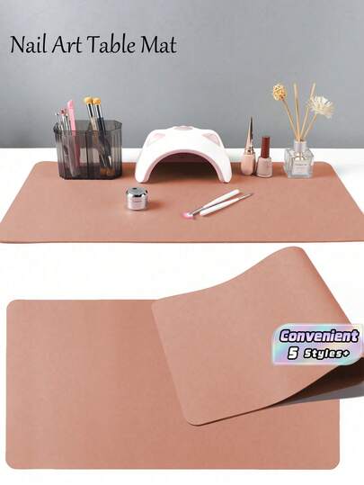 1pc Waterproof And Durable Nail Art Table Mat, Made Of Waterproof And Soft PU Leather, Designed For Studio Tabletops And Foldable Nail Art Armrests. Ideal For Nail Artists In Salons And For Home Use.