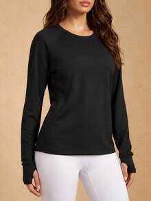 Silquee Absorbs Sweat Breathable Sports Tee Compression Shirt - Black - View 7