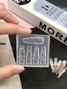 3D Flower Nail Art Mold, Camellia Orchid Lily 5-Petal Blossom Stamp Plate, Clear Silicone Stamping Tool For Spring Summer Nail Design - Clear - View 6