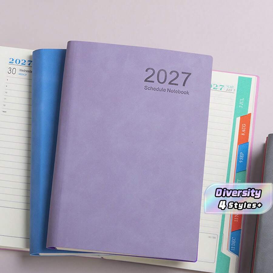 1pc 2027 Self-Discipline Planner - 320 Pages High-Quality Faux Leather Cover, Multi-Color Design, Monthly & Weekly Layout, Compact Portable Size, Suitable For Time Management & Goal Tracking (Adult), Challenge Yourself - Multicolor - View 1