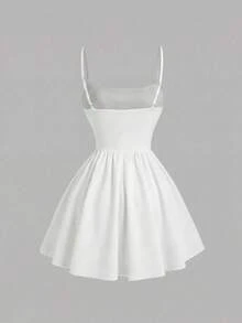 Teen Girl Lace Ruffle Fashion Vacation Travel Cami Dress - White - View 2