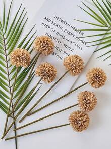 1/4/8/16/24Pcs Artificial Chrysanthemum Dandelion Hydrangea Flower Bunch Faux Floral Bouquet For Gift Wedding Home Office Cafe Party Decor Back To School Room Decoration Must Have - Khaki - View 7