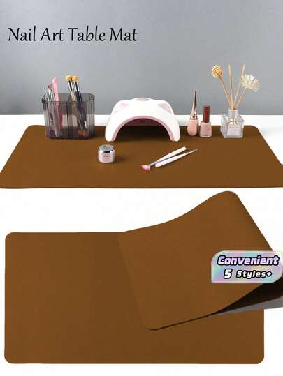1pc Waterproof And Durable Nail Art Table Mat, Made Of Waterproof And Soft PU Leather, Designed For Studio Tabletops And Foldable Nail Art Armrests. Ideal For Nail Artists In Salons And For Home Use.