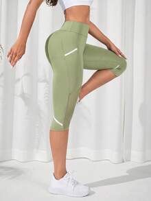 Easithlete Leggings deportivos sin costuras de cintura alta en unicolor - Limelight Green - Ver 3