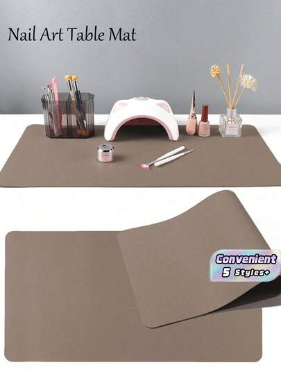 1pc Waterproof And Durable Nail Art Table Mat, Made Of Waterproof And Soft PU Leather, Designed For Studio Tabletops And Foldable Nail Art Armrests. Ideal For Nail Artists In Salons And For Home Use.
