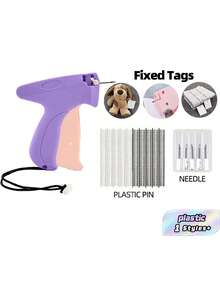 1 + 1000pcs Clothes Repair Sewing Gun Kit, Portable Clothing Mending Sewing Machine, Quick Stitch Gun, Mini Sewing Gun, Fast Mending Clothes Quilt Sewing Gun, Sewing Binding Machine - E-Pink Purple - View 1