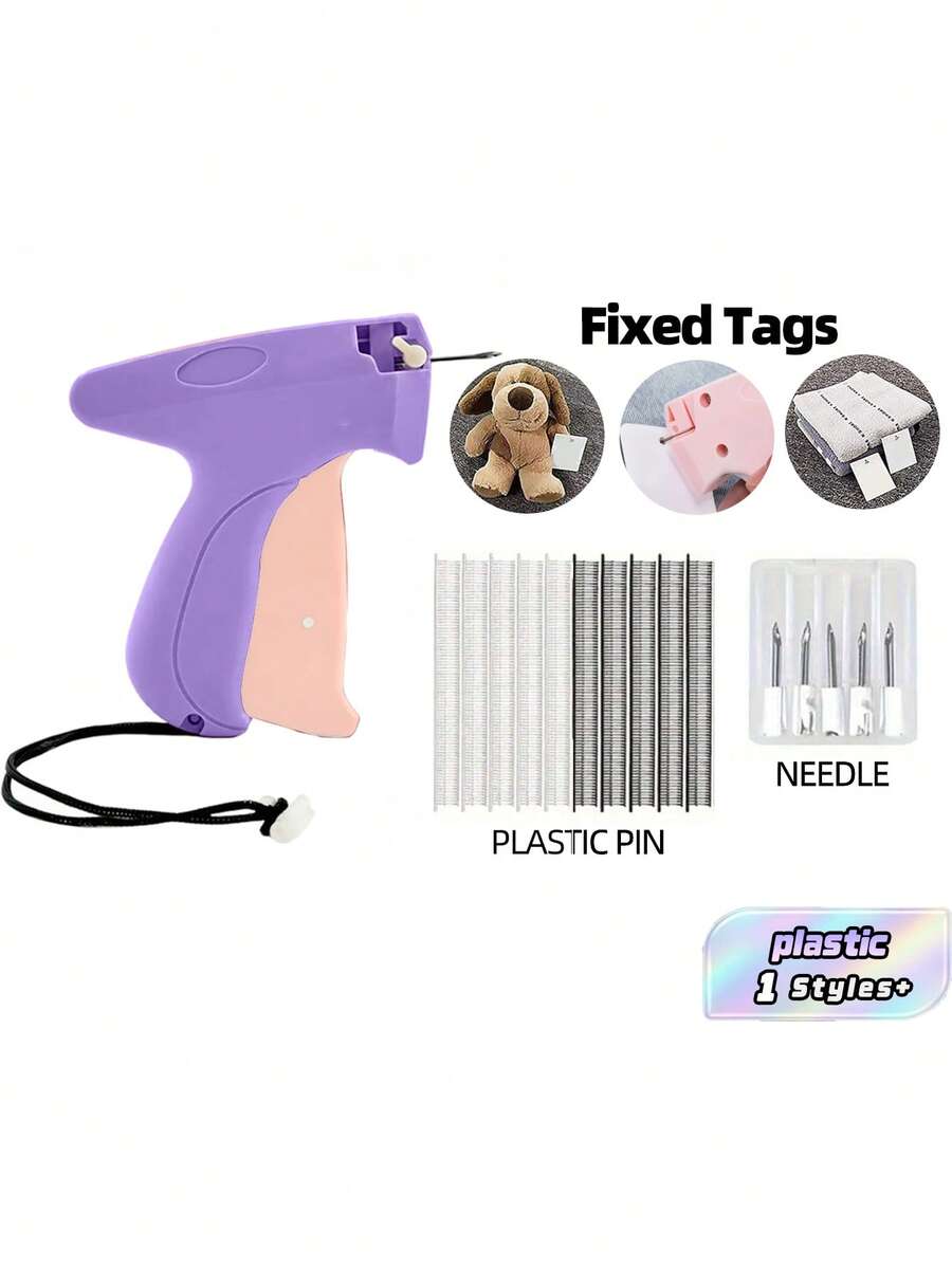 1 + 1000pcs Clothes Repair Sewing Gun Kit, Portable Clothing Mending Sewing Machine, Quick Stitch Gun, Mini Sewing Gun, Fast Mending Clothes Quilt Sewing Gun, Sewing Binding Machine - E-Pink Purple - View 1