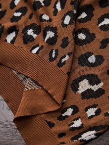 AKNOTIC Men's Leopard Print Short Sleeve Knit Top - Coffee Brown - View 8