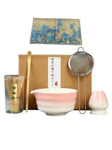 A Set Of Six Pieces Japanese Matcha Set, Including A Set Of Exquisite Matcha Bowls And A Matcha Mixer. This Is A Tool Set Suitable For The Tea Ceremony Of The Song Dynasty, And Can Be Used To Make Matcha Lattes. It Is An Ideal Gift For Matcha Enthusiasts. - Multicolor - View 12