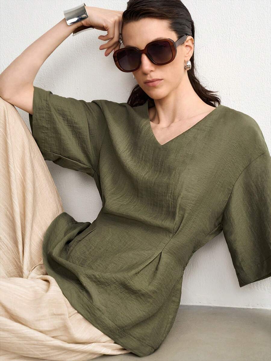 Aalyst Blusa con espalda fruncida y recogida