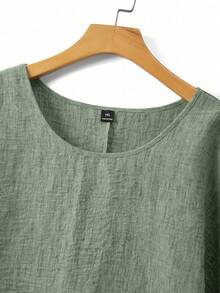 Linhara Camisa verde nueva de primavera/verano, versátil y casual, talla grande - Verde - Ver 4
