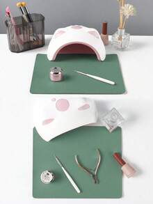 Alas Meja Nail Art Tahan Air dan Tahan Lama, Terbuat dari Kulit PU yang Tahan Air dan Lembut, Dirancang untuk Meja Studio dan Sandaran Tangan Nail Art yang Dapat Dilipat. Ideal untuk Seniman Kuku di Salon dan untuk Penggunaan di Rumah. - Mint Green - View 6