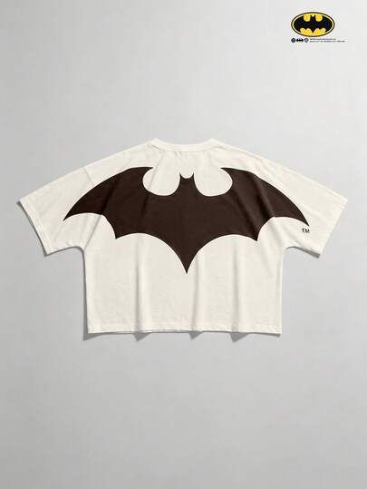 BATMAN X SHEIN STYNVO Men's Letter & Bat Print Casual Versatile Daily Short Sleeve T-Shirt