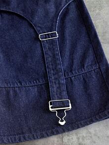 AXEPEAK Men's Washed Blue Brand Gourd Button Decor Shorts - Blue - View 6