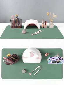 Alas Meja Nail Art Tahan Air dan Tahan Lama, Terbuat dari Kulit PU yang Tahan Air dan Lembut, Dirancang untuk Meja Studio dan Sandaran Tangan Nail Art yang Dapat Dilipat. Ideal untuk Seniman Kuku di Salon dan untuk Penggunaan di Rumah. - Mint Green - View 1