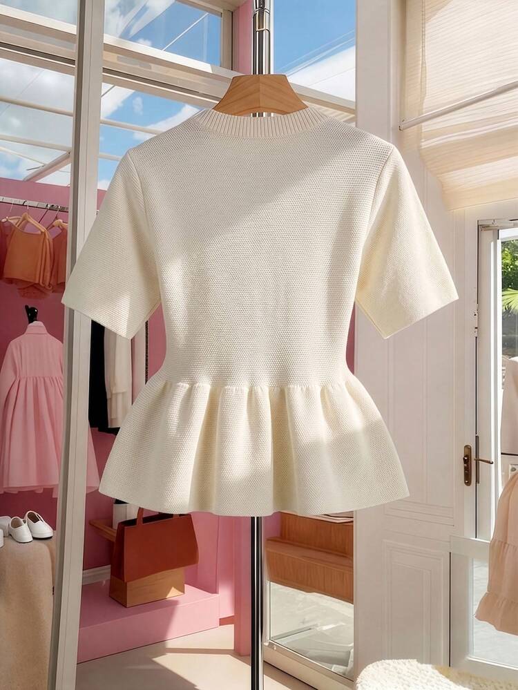 GlowEve CURVE Plus Size Fitted Elegant Commuter Minimalist Knit Cardigan Fall - Beige - View 2