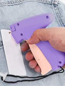 1 + 1000pcs Clothes Repair Sewing Gun Kit, Portable Clothing Mending Sewing Machine, Quick Stitch Gun, Mini Sewing Gun, Fast Mending Clothes Quilt Sewing Gun, Sewing Binding Machine - E-Pink Purple - View 2