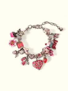 Popjeli DIY Summer Bb Pink Bracelet, Bear/Flower/Cross/Fashion - Pink - View 19