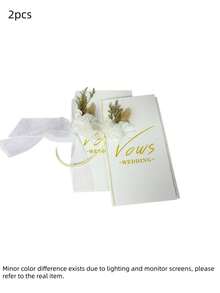 2pcs Minimalist Vow Cards: Fresh And Whimsical Declarations, Elegant Vows, Wedding Books, Speeches, And Niche Wedding Confession Books For The Bride And Groom - A - View 9